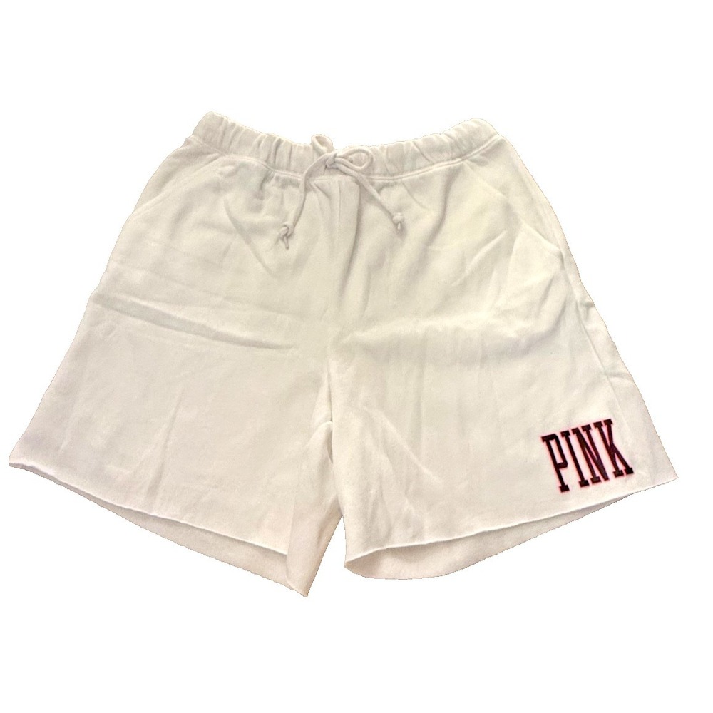 Victoria's Secret PINK Women's Cut off Activewear Sweat Short White Med. NWT